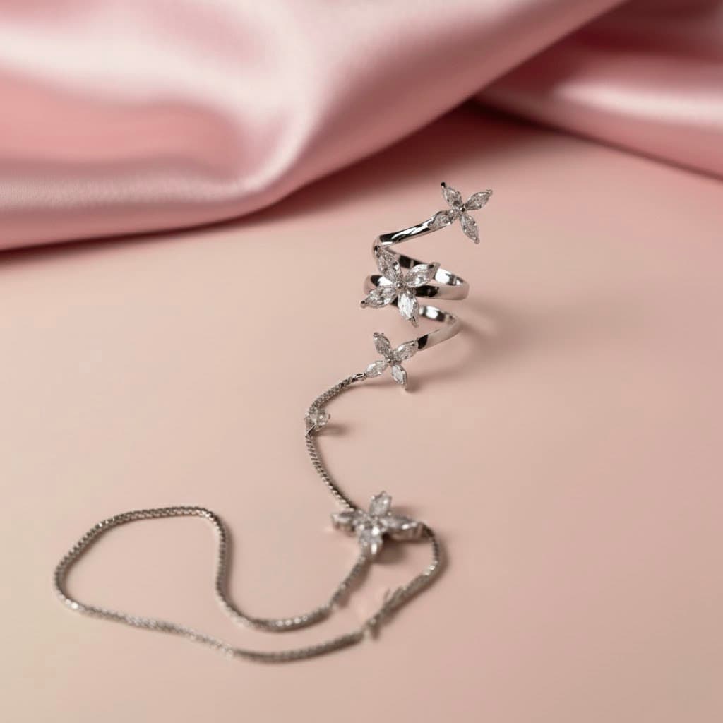 Five-Petal Flower Hand Chain Bracelet - Image 3