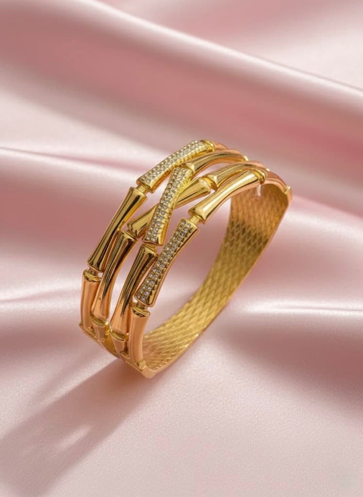 Bamboo Cuff Stainless Steel Bracelet